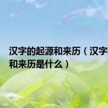 汉字的起源和来历(汉字的起源和来历是什么)