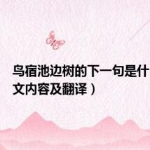 鸟宿池边树的下一句是什么(原文内容及翻译)