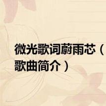 微光歌词蔚雨芯(微光歌曲简介)