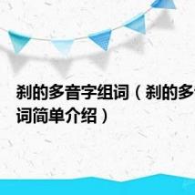 刹的多音字组词(刹的多音字组词简单介绍)