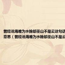 曾经沧海难为水除却巫山不是云这句话比喻什么意思(曾经沧海难为水除却巫山不是云解释)