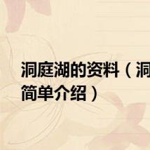 洞庭湖的资料（洞庭湖简单介绍）