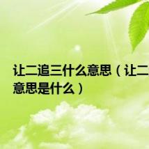 让二追三什么意思(让二追三的意思是什么)