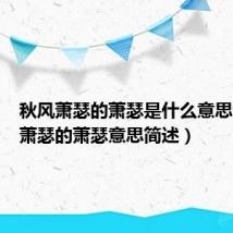 秋风萧瑟的萧瑟是什么意思（秋风萧瑟的萧瑟意思简述）