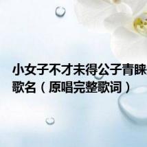 小女子不才未得公子青睐是什么歌名(原唱完整歌词)