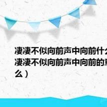 凄凄不似向前声中向前什么意思(凄凄不似向前声中向前的意思是什么)