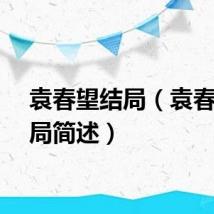 袁春望结局(袁春望结局简述)