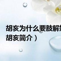 胡亥为什么要肢解姐妹（胡亥简介）
