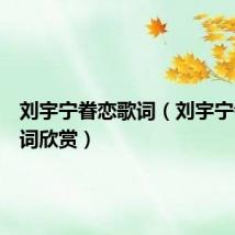 刘宇宁眷恋歌词（刘宇宁眷恋歌词欣赏）