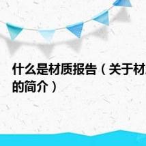 什么是材质报告（关于材质报告的简介）