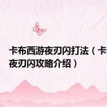 卡布西游夜刃闪打法（卡布西游夜刃闪攻略介绍）