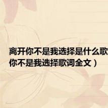 离开你不是我选择是什么歌（离开你不是我选择歌词全文）