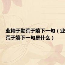 业精于勤荒于嬉下一句(业精于勤荒于嬉下一句是什么)