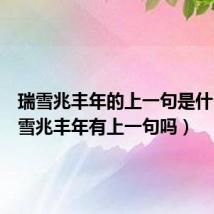 瑞雪兆丰年的上一句是什么（瑞雪兆丰年有上一句吗）
