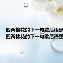 四两棉花的下一句歇后语是什么(四两棉花的下一句歇后语是啥)