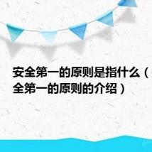 安全第一的原则是指什么（关于安全第一的原则的介绍）