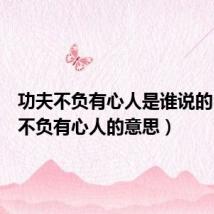 功夫不负有心人是谁说的(功夫不负有心人的意思)