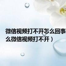 微信视频打不开怎么回事（为什么微信视频打不开）
