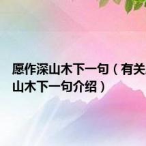 愿作深山木下一句(有关愿作深山木下一句介绍)