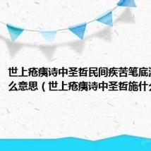 世上疮痍诗中圣哲民间疾苦笔底波澜是什么意思(世上疮痍诗中圣哲施什么意思)