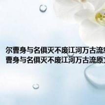尔曹身与名俱灭不废江河万古流意思(尔曹身与名俱灭不废江河万古流原文欣赏)