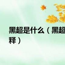 黑超是什么（黑超的解释）