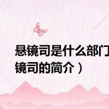 悬镜司是什么部门（悬镜司的简介）