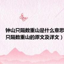 钟山只隔数重山是什么意思(钟山只隔数重山的原文及译文)