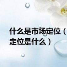 什么是市场定位（市场定位是什么）