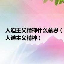 人道主义精神什么意思(什么是人道主义精神)