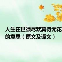 人生在世须尽欢莫待无花空折枝的意思(原文及译文)