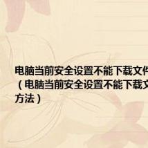 电脑当前安全设置不能下载文件怎么解决（电脑当前安全设置不能下载文件的解决方法）