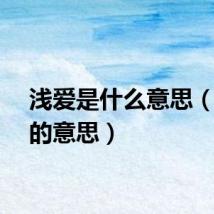 浅爱是什么意思（浅爱的意思）