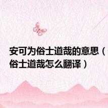 安可为俗士道哉的意思(安可为俗士道哉怎么翻译)