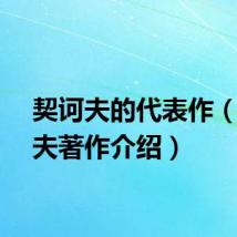 契诃夫的代表作（契诃夫著作介绍）