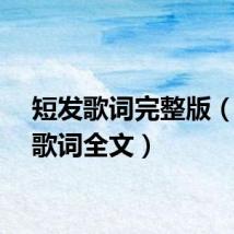短发歌词完整版（短发歌词全文）