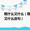 既什么又什么（既什么又什么造句）