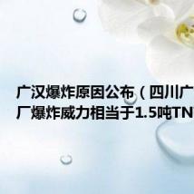 广汉爆炸原因公布(四川广汉鞭炮厂爆炸威力相当于1.5吨TNT)