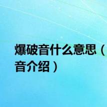 爆破音什么意思（爆破音介绍）