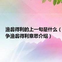 渔翁得利的上一句是什么(鹬蚌相争渔翁得利意思介绍)