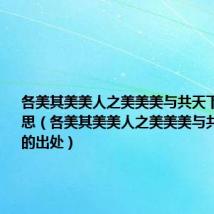 各美其美美人之美美美与共天下大同的意思(各美其美美人之美美美与共天下大同的出处)