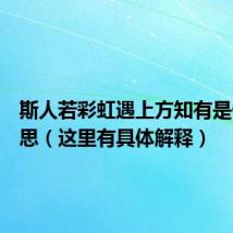 斯人若彩虹遇上方知有是什么意思(这里有具体解释)