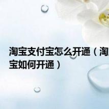 淘宝支付宝怎么开通(淘宝支付宝如何开通)