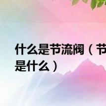 什么是节流阀（节流阀是什么）