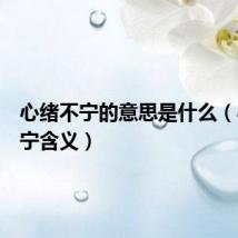 心绪不宁的意思是什么(心绪不宁含义)