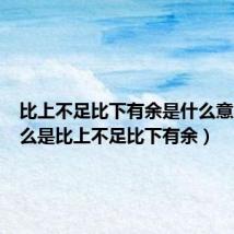 比上不足比下有余是什么意思(什么是比上不足比下有余)