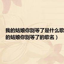 我的姑娘你别等了是什么歌曲（我的姑娘你别等了的歌名）