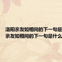 洛阳亲友如相问的下一句是（洛阳亲友如相问的下一句是什么）