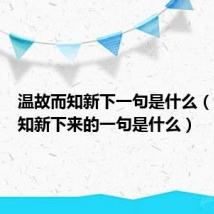 温故而知新下一句是什么(温故而知新下来的一句是什么)