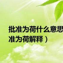 批准为荷什么意思（批准为荷解释）